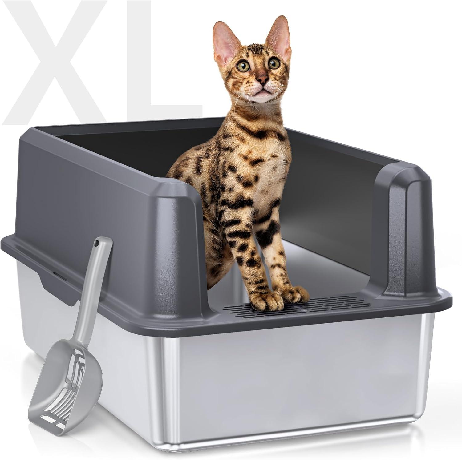 Top āStainless Steel Cat litter Boxes for Big Cats & Easy Cleaning