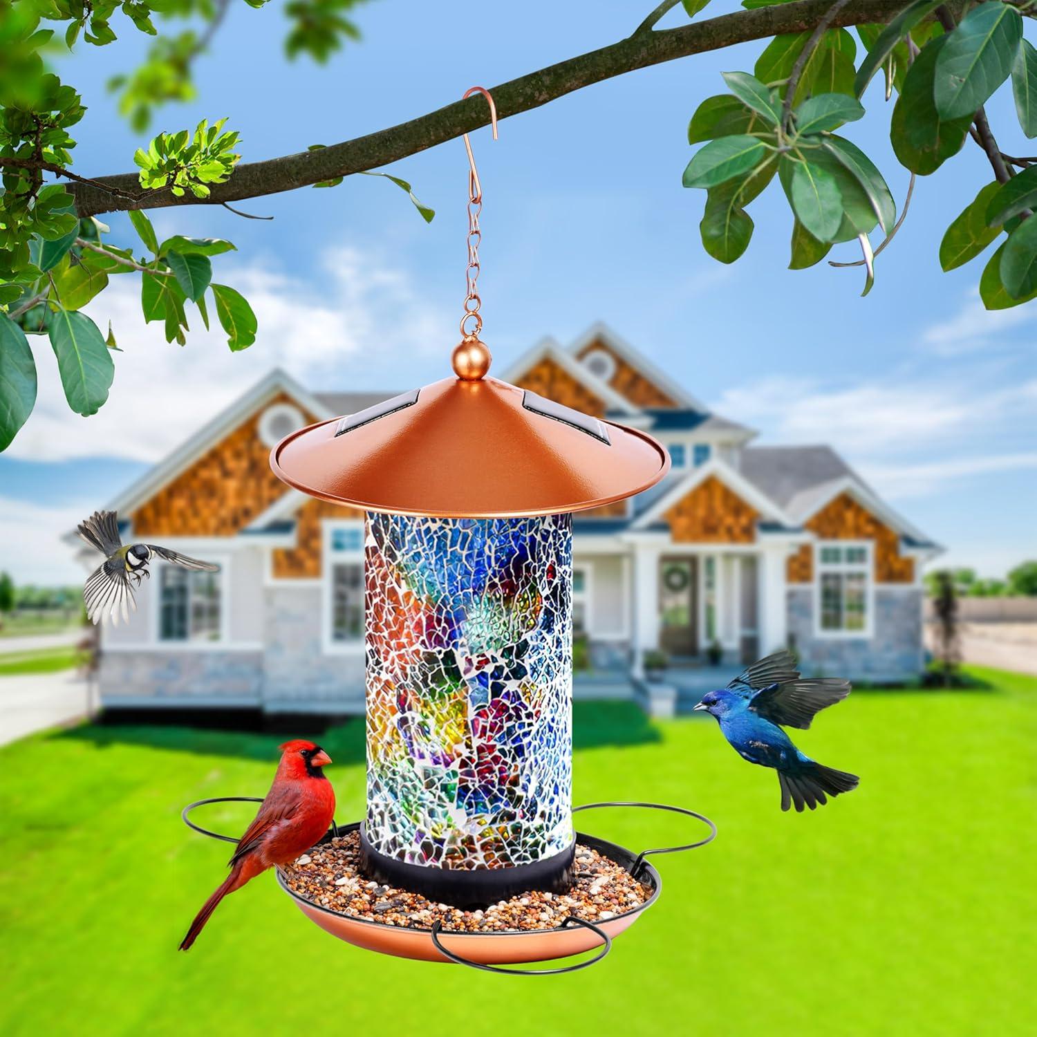 How Our Garden Brightened with This Mosaic Solar Bird Feeder
